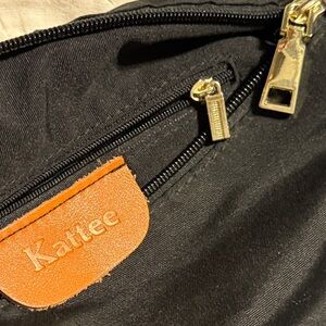 Kattee black cloth zipper bag with inside pocket